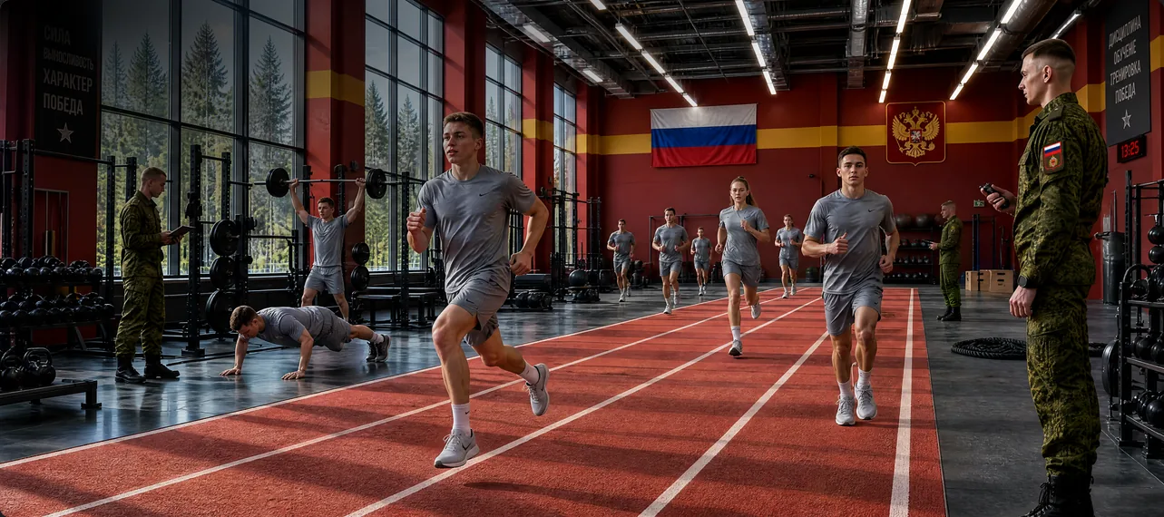 Занятие по физической подготовке в спортивном зале